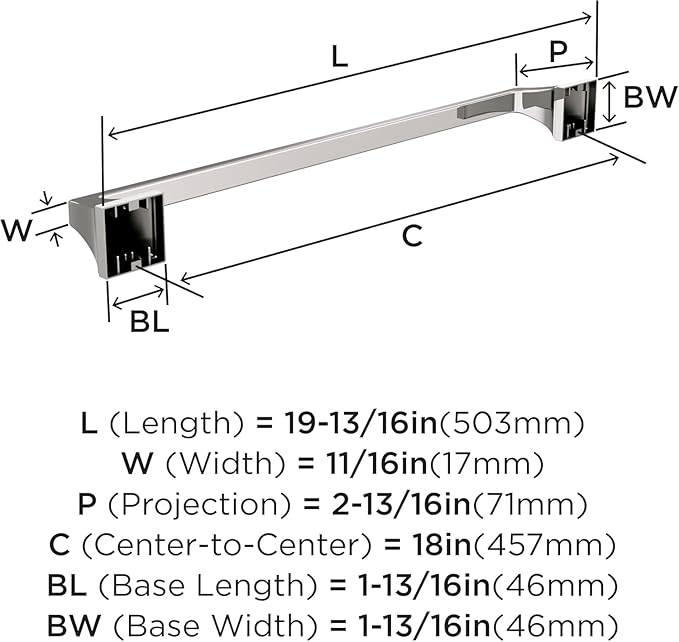 Amerock Mulholland Polished Nickel 18 inch (457mm) Towel Bar, BH36023PN