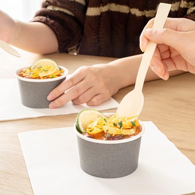 Coppetta 5-Ounce Dessert Cups, 50 Disposable Ice Cream Cups - Lids Sold Separately, Sturdy, Gray Paper Frozen Yogurt Bowls, For Hot And Cold Foods, Perfect For Gelato Or Mousse - Restaurantware