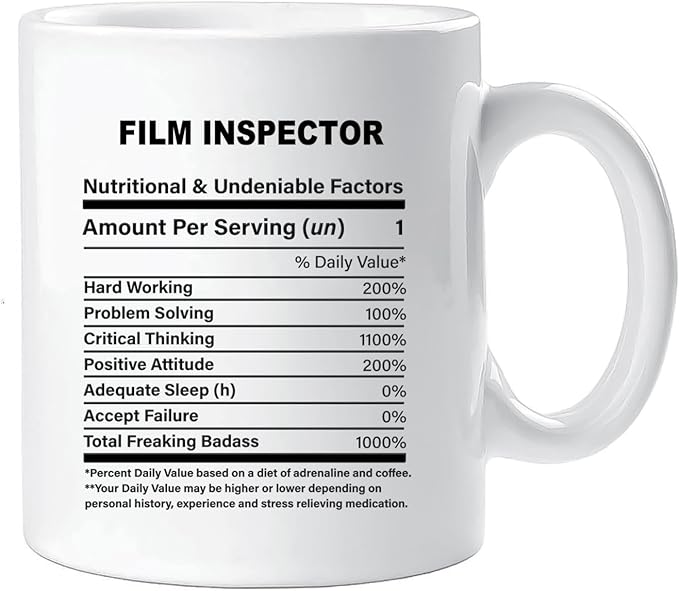 Funny Gift for Film Inspector, Film Inspector Nutrition Mug, Best Film Inspector Gift Ideas, Graduation, Funny Film Inspector Birthday Mug