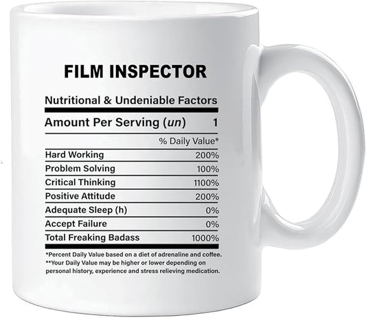 Funny Gift for Film Inspector, Film Inspector Nutrition Mug, Best Film Inspector Gift Ideas, Graduation, Funny Film Inspector Birthday Mug