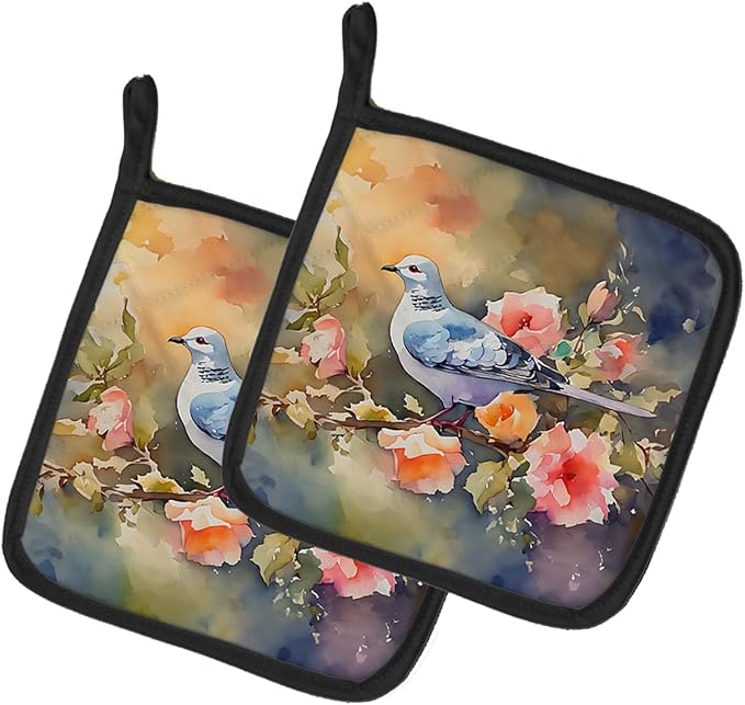 Caroline's Treasures Dove Pair of Pot Holders Kitchen Heat Resistant Pot Holders Sets Oven Hot Pads for Cooking Baking BBQ, 7 1/2 x 7 1/2