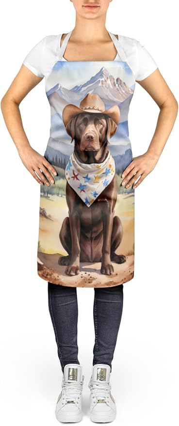 Caroline's Treasures Labrador Retriever Cowboy Welcome Apron Cooking Kitchen Server Baking Crafts Gardening for Adult Women Men, Unisex, Large, Multicolor