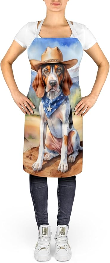 Caroline's Treasures American English Coonhound Cowboy Welcome Apron Cooking Kitchen Server Baking Crafts Gardening for Adult Women Men, Unisex, Large, Multicolor