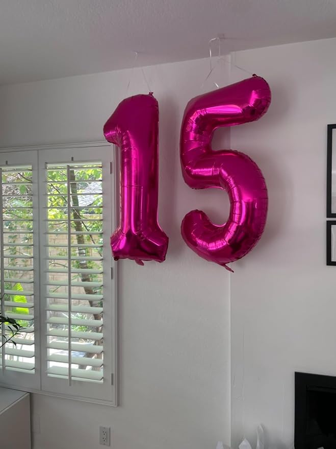 Number Balloons 1, 40 Inch One Balloons for 1st Birthday Girl Boy 1 11 21 Party Decorations Baby Shower Photo Shoot, Hot Pink 1 Balloon