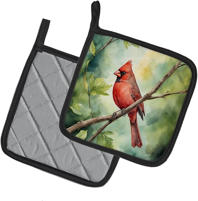 Caroline's Treasures West Virginia Northern Cardinal Pair of Pot Holders Kitchen Heat Resistant Pot Holders Sets Oven Hot Pads for Cooking Baking BBQ, 7 1/2 x 7 1/2