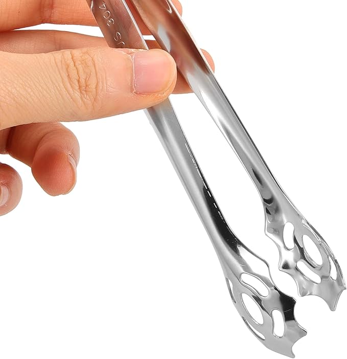 PRETYZOOM Stainless Steel Food Serving Tong Cat Face Grill Bbq Kitchen Tongs for Bread Steak Baking 1pcs