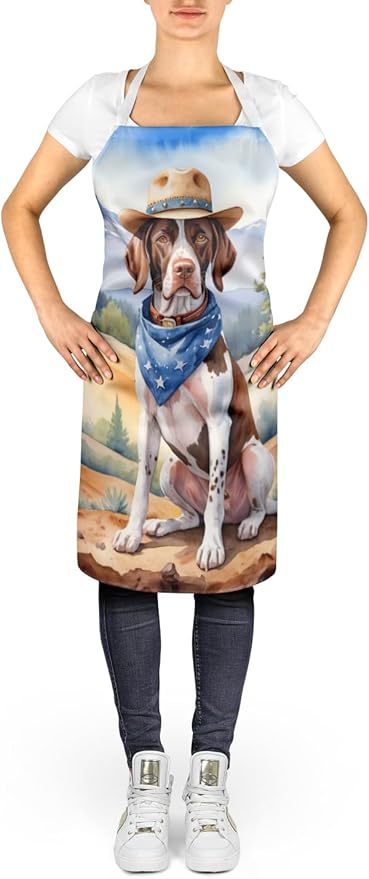 Caroline's Treasures Pointer Cowboy Welcome Apron Cooking Kitchen Server Baking Crafts Gardening for Adult Women Men, Unisex, Large, Multicolor