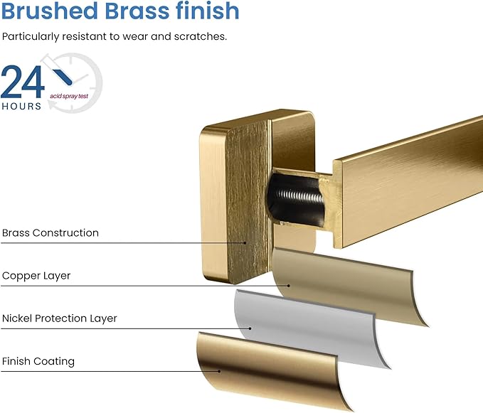 KIBI Blaze 10-Inch Bathroom Towel Bar – Solid Brass, Wall Mounted Hand Towel Holder, Sleek Modern Design, Rust-Resistant, Perfect for Bathroom, Vanity & Kitchen Sink Area (Brushed Brass) (KBA16)