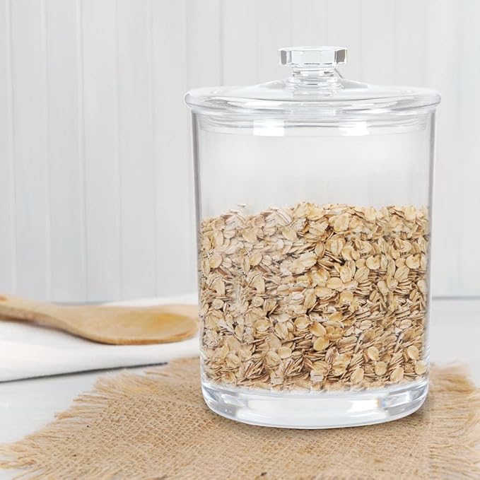 ForPro Clear Acrylic Apothecary Jar with Lid, 60 Oz Shatterproof Bathroom Vanity Organizer, Cotton Ball Holder, Qtip Storage Container Canister for Kitchen, Laundry, Office Decor, 7.75" x 5"