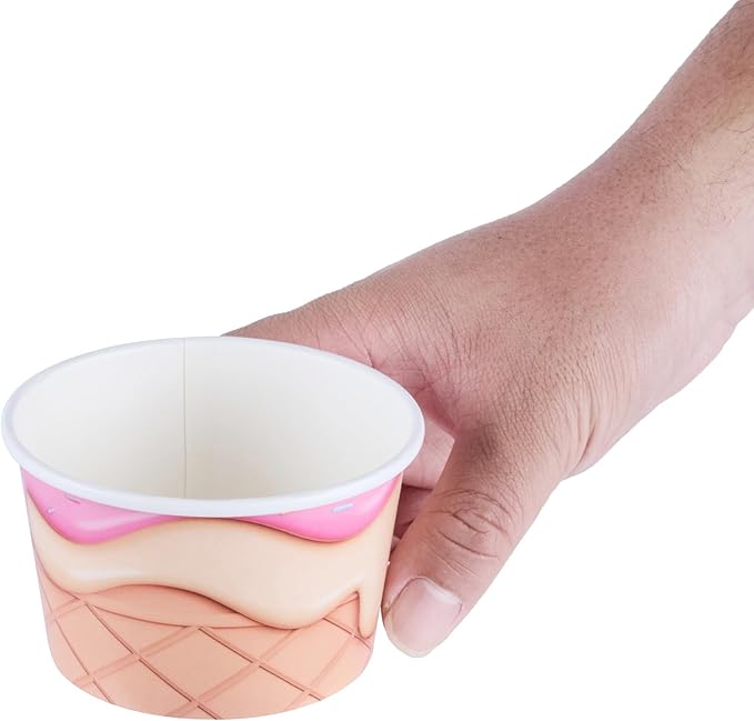 Restaurantware Ice Cream Cups 200 Pack of 8 oz Leak-Resistant Disposable Dessert Bowl Frozen Yogurt Cup Round Paper Container For Cold And Hot Desserts