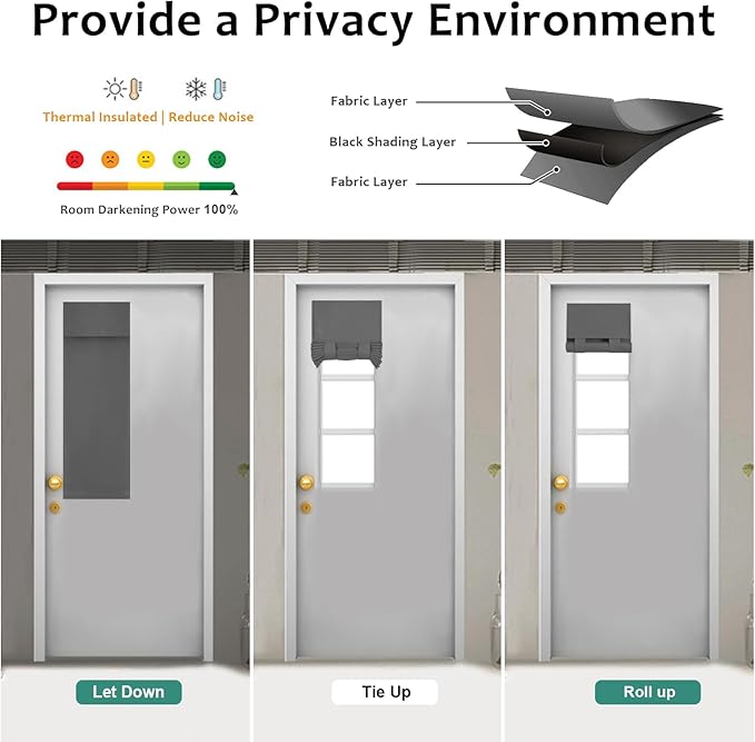 WdFour Classroom Door Window Cover,Blackout Shades for Classroom Windows and Doors，Privacy,Room Darkening Design Blocks Views, Classroom Window Cover Lockdown,12W x 40L Inch,Dark Gray 1 Panel