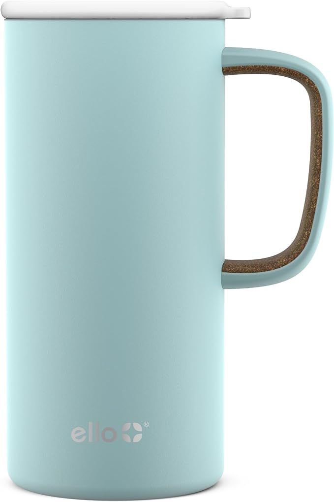 Ello Campy 18oz Stainless Steel Travel Mug with Handle and Leak Proof Lid | Vacuum Insulated Coffee Cup for Hot or Cold Drinks | Reusable, BPA Free | Gift for Coffee Lovers, Frost