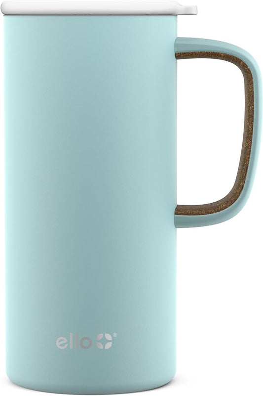 Ello Campy 18oz Stainless Steel Travel Mug with Handle and Leak Proof Lid | Vacuum Insulated Coffee Cup for Hot or Cold Drinks | Reusable, BPA Free | Gift for Coffee Lovers, Frost