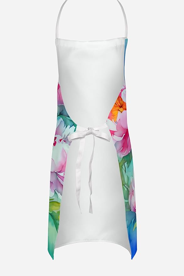 Caroline's Treasures Peonies in Watercolor Apron Cooking Kitchen Server Baking Crafts Gardening for Adult Women Men, Unisex, Large, Multicolor