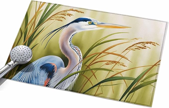 Area Rug 2x3ft, Natural Bird Wetland Landscape Washable Rugs for Living Room Bedroom, Wild Heron Grass Soft Non-Slip Area Rugs Rectangle Floor Carpet for Dining Room