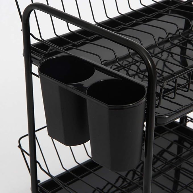Double-Layer Kitchen Dish Storage Drain Rack Kitchen Supplies Storage Rack Storage Basket Free Perforated Dish Rack for Bathroom Kitchen Office Library