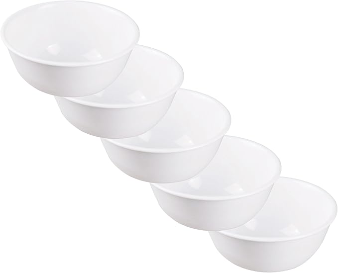 Corelle CP-9638 Plate Plate, Outer Diameter 4.9 x Height 2.4 inches (12.5 x 6 cm), Shatter-Resistant, Lightweight, Winter Frost White, Variety Bowl, Set of 5