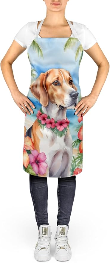 Caroline's Treasures English Foxhound Luau Apron Cooking Kitchen Server Baking Crafts Gardening for Adult Women Men, Unisex, Large, Multicolor