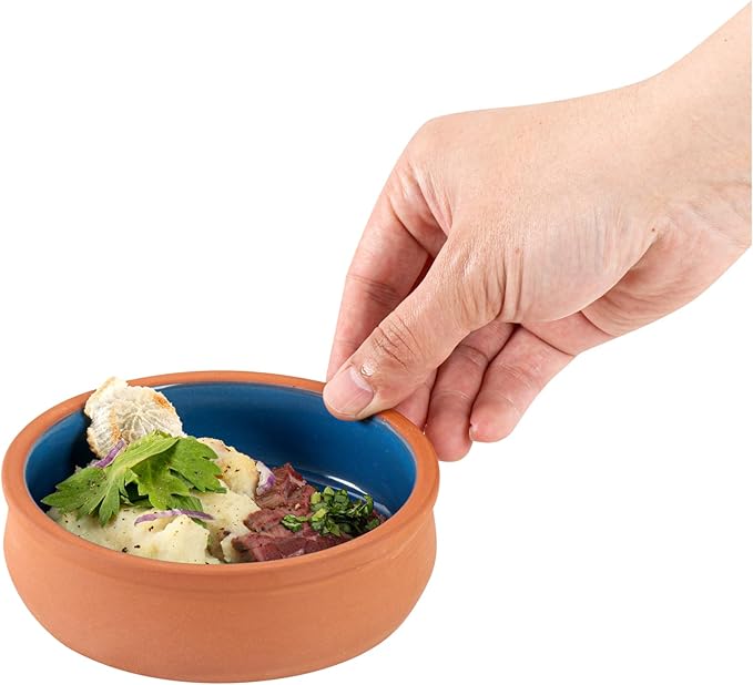 Restaurantware Terracotta Cazuela Bowls 2 Pack of 9 oz Durable Rustic Serving Dish Glazed Oven-Safe Bowl Freezer-Safe Tapas Dish Microwave-Safe Dishwasher-Safe