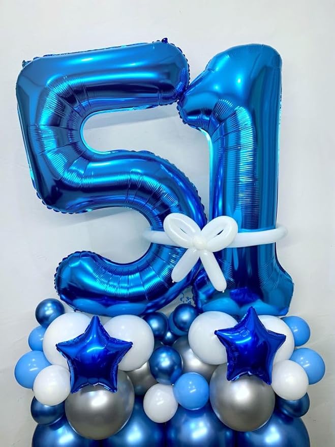 50 Balloons Number, Foil 40 Inch Dark Blue 50th Birthday Party Decoration for Men & Women, Big Number Balloons Party Supplies for Engagement Wedding Anniversary