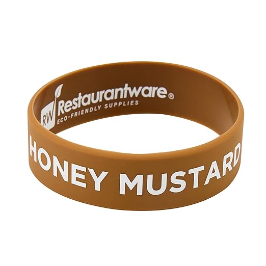Restaurantware Silicone Squeeze Bottle Band 10 Count 2.75 Inch Dishwasher Safe Condiment Identification Band, Honey Mustard Brown Non-Slip Label Band for Condiment Labeling at Restaurants, Food Trucks