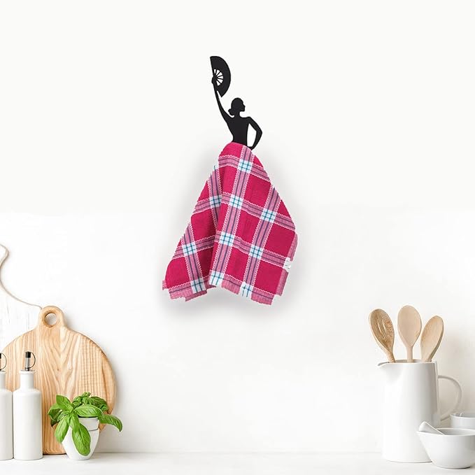 Artori Design Black Towel Hook - Hand Towel Holder for Bathroom & Kitchen - Heavy Duty Shower Hook - Flamenco Dancer Design