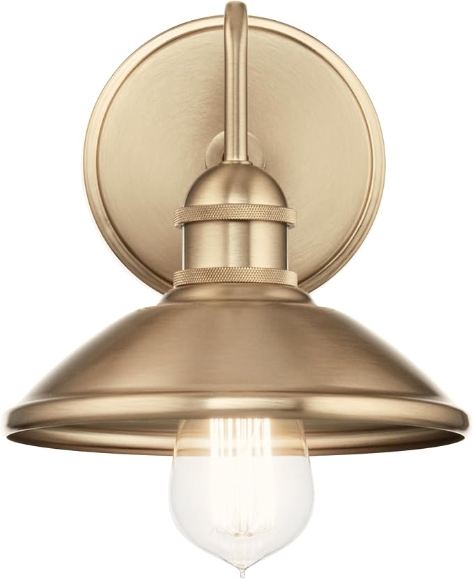 Kichler Clyde 1 Light Bathroom Vanity in a Rich Champagne Bronze Finish, for Bathrooms, (7.25" H x 7.5" W x 8.25" Ext.), 45943CPZ