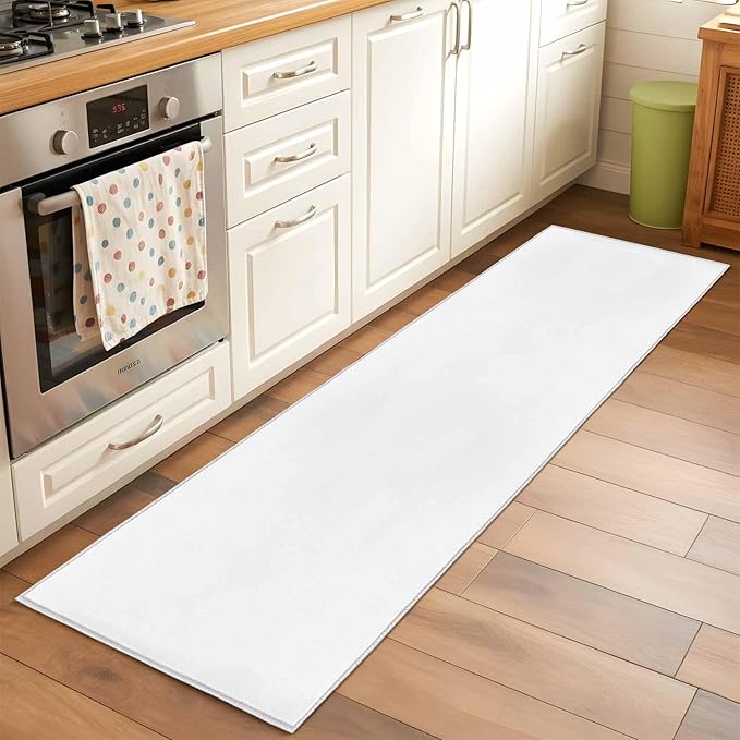Runner Rug for Bedroom Hallway, Pure White Kitchen Runner Rugs Area Rug 2x6ft, Minimalist Solid Color Washable Soft Floor Carpet for Entryway Stair