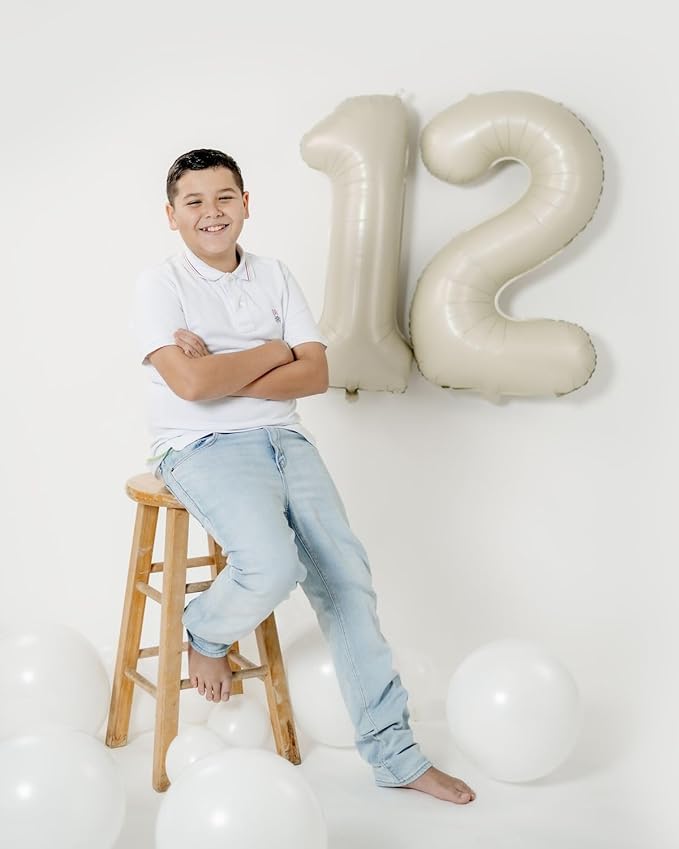 Balloons 15 Numbers 40 Inch 15th Birthday Decorations for 1 5 15 51, Cream Big Foil Number Balloons for Wedding Store Anniversary Party Supplies