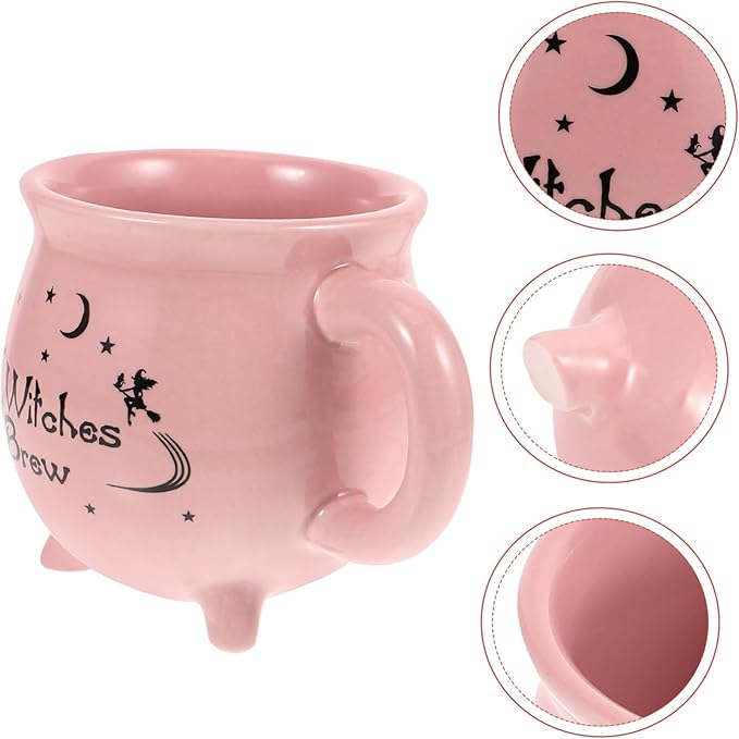 Didiseaon Ceramic Cauldron Mug for Halloween Unique Witch Mug for Drinks Spooky Decorative Cup for Home Office Cafe for Friends