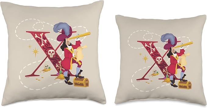 Disney Villains Alphabet Monogram Captain Hook Letter X Throw Pillow