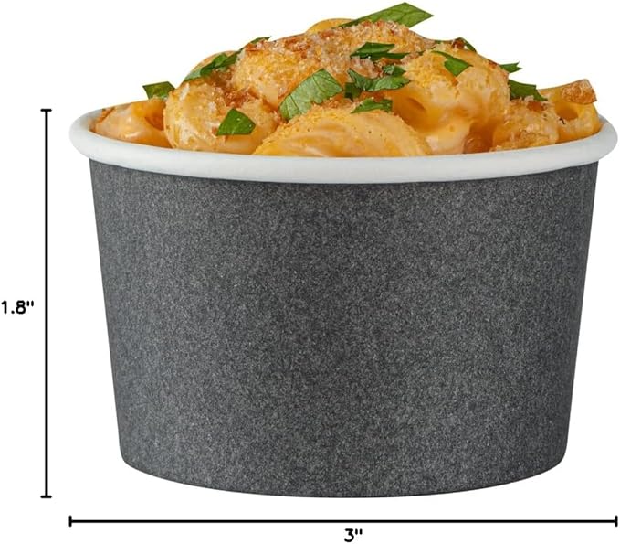 Coppetta 3 Ounce Paper Cups, 50 Durable To Go Cups - Lids Sold Separately, Disposable, Gray Paper Dessert Cups, Freezable, For Cafes And Restaurants - Restaurantware
