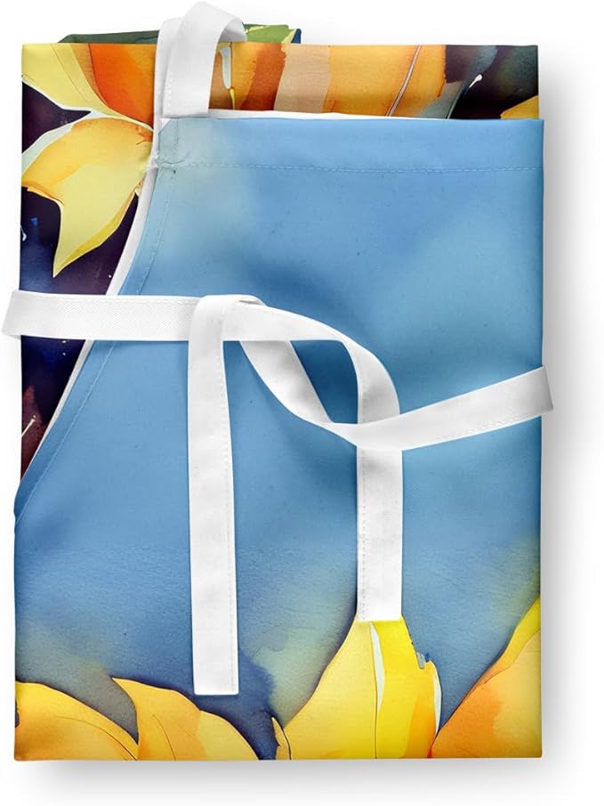 Caroline's Treasures Sunflowers in Watercolor Apron Cooking Kitchen Server Baking Crafts Gardening for Adult Women Men, Unisex, Large, Multicolor