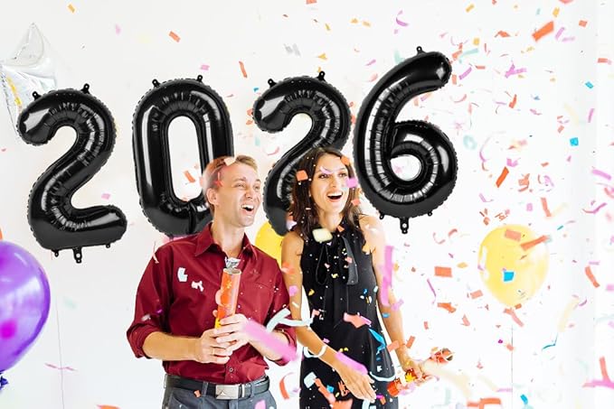 Black 2026 Number Balloon, Black Number Balloons 40 Inch, 2026 Balloon Birthday Decorations, 2026 Birthday Party Supplies, 2026 Graduation Party Favors, Class of 2026 Decorations