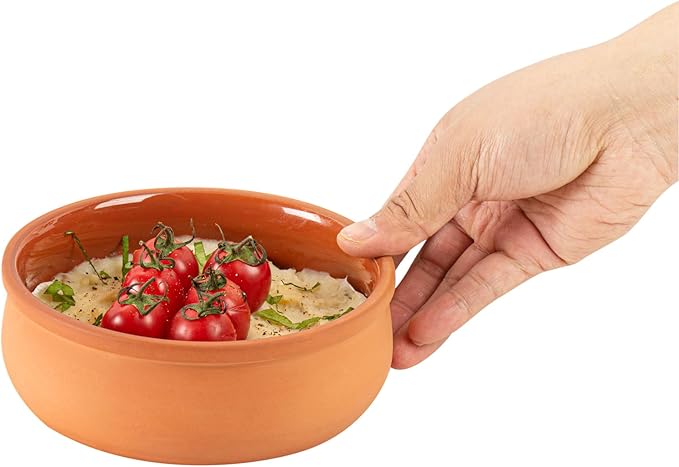 Restaurantware-Terra Tek 17 Ounce Terracotta Cazuelas, 2 Brown Glazed Clay Pots For Cooking - Oven-Ready, Microwavable, Terracotta Serving Pots, Dishwashable, For Cooking And Serving