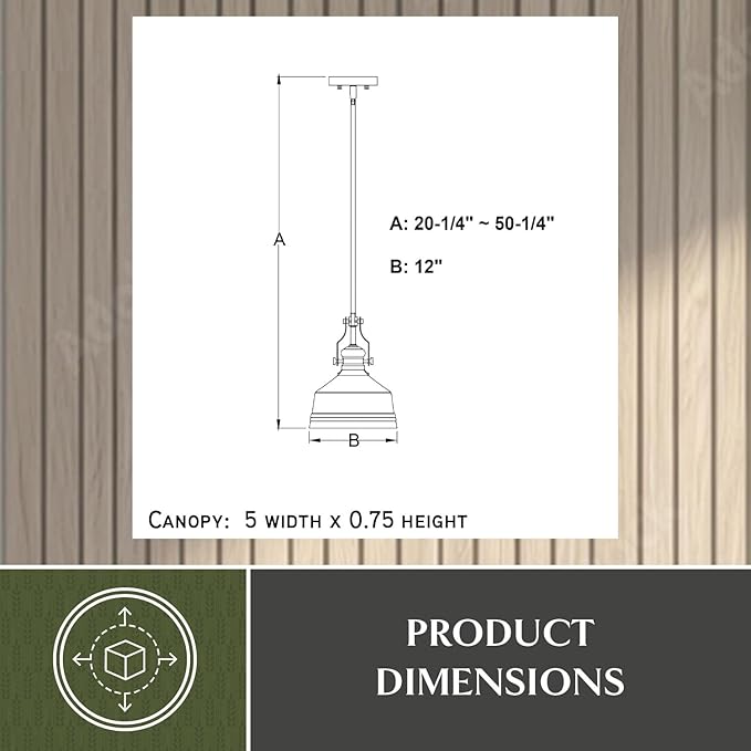 VAXCEL Beloit 1-Light Brushed Gold Farmhouse Pendant Light, Clear Seeded Glass Shade, Adjustable Height, Kitchen Islands, Dining Rooms, or Living Spaces, LED Compatible, Dimmable, Sloped Ceiling