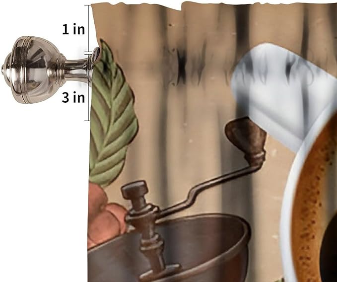 Vintage Coffee Valance, Fresh Roasted Coffee Beans Farmhouse Short Window Treatment for Cafe Kitchen Dining Room Resturant Bedroom Living Room, 54x18Inch