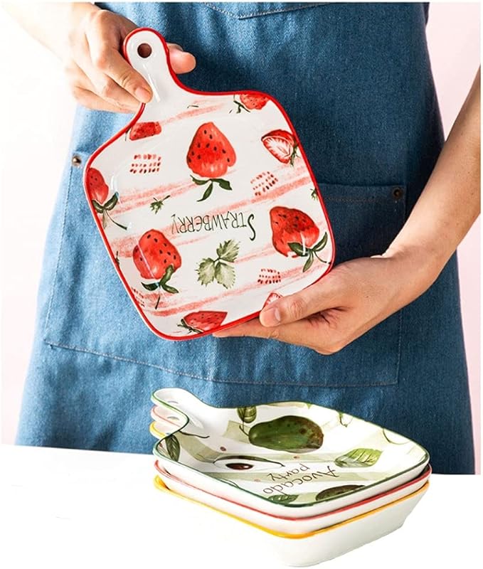 Dishes Ceramic bakeware Double Ear high Temperature Resistant Household bakeware Baking Kitchen Creative Oven Tableware (Color : H) (E)