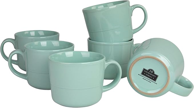 Double Line 3.75"/12 oz Mug, Set of 6, Seafoam