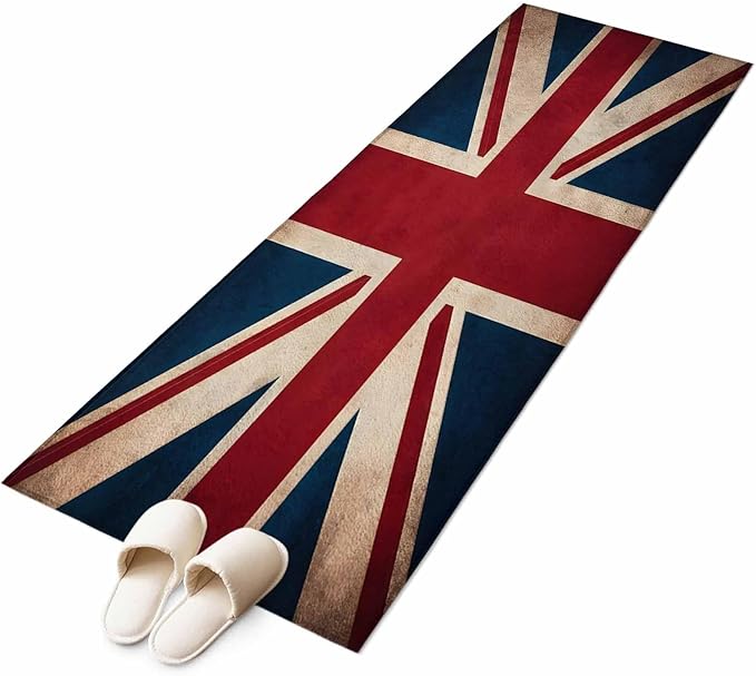 Runner Rug for Bedroom Hallway, Vintage Union Jack Flag Kitchen Runner Rugs Area Rug 2x6ft, Reerto Flags of The United Kingdom Washable Soft Floor Carpet for Entryway Stair