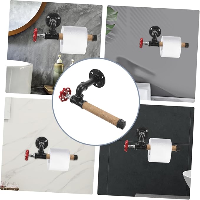 Angoily Iron Pipe Wall Bracket Rustic Industrial Towel Shelf for Bathroom Kitchen Towel -Mounted Paper Holder Elegant