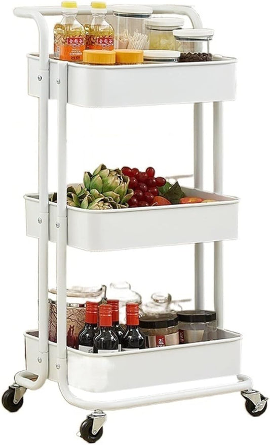 Kitchen Storage Rack Kitchen Storage Racks Parlor Bathroom Office Shelf Gadget Stainless Steel Holder Trolleys Food Clothes Sundry Organizer 3-Layer Storage Shelves (Color : Gold) (Gold)