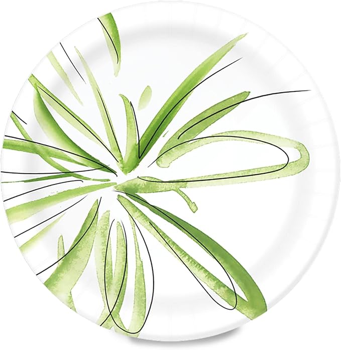 Amazon Basics Everyday Disposable Paper Plates, 10 Inch, Microwave-Safe, Cut Resistant, Soak-Proof, 150 Count