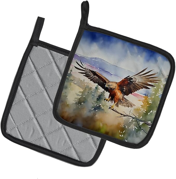 Caroline's Treasures Hawk Pair of Pot Holders Kitchen Heat Resistant Pot Holders Sets Oven Hot Pads for Cooking Baking BBQ, 7 1/2 x 7 1/2