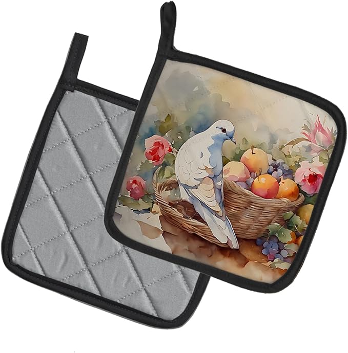 Caroline's Treasures Dove Pair of Pot Holders Kitchen Heat Resistant Pot Holders Sets Oven Hot Pads for Cooking Baking BBQ, 7 1/2 x 7 1/2