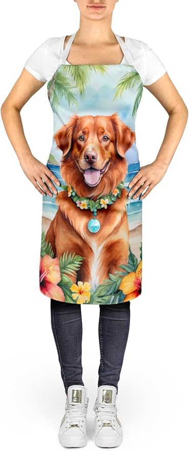 Caroline's Treasures Nova Scotia Duck Tolling Retriever Luau Apron Cooking Kitchen Server Baking Crafts Gardening for Adult Women Men, Unisex, Large, Multicolor