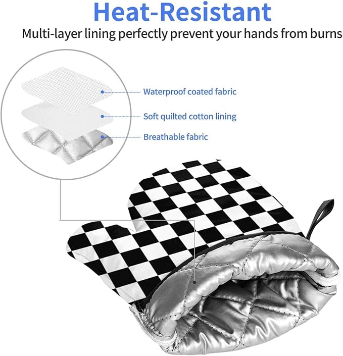 Sunflower Oven Mitts of 2-Pack Set, Funny Kitchen Gloves Heat Resistant Non-Slip Kitchen Mitts Safe Cooking Baking Grilling