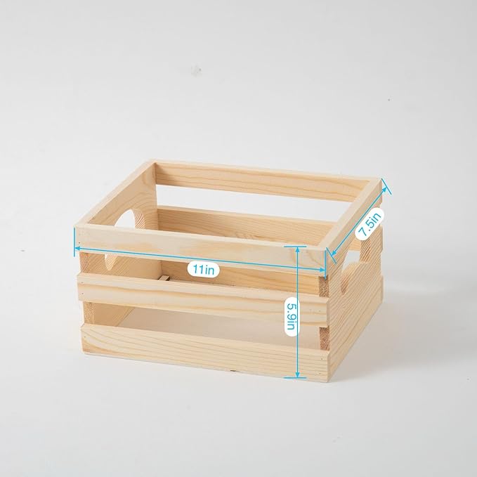 Set of 3 Rustic Wooden Nesting Crates with Handles, Decorative Wood Crates, Crate Box Wooden Storage Box for Kitchen, Office, Bedroom, Closet, Rustic Country Decor(Large Size 13.4x9.8x6.7 in)