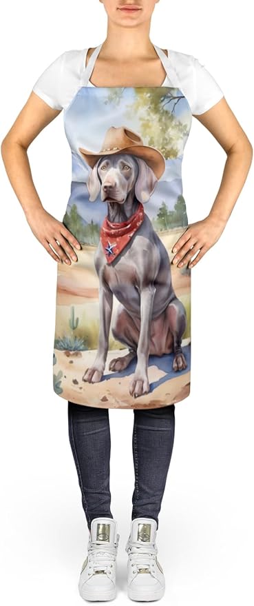 Caroline's Treasures Weimaraner Cowboy Welcome Apron Cooking Kitchen Server Baking Crafts Gardening for Adult Women Men, Unisex, Large, Multicolor