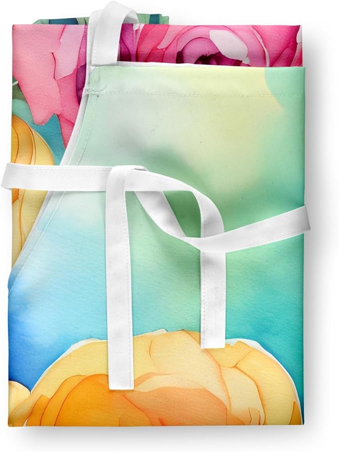 Caroline's Treasures Ranunculus in Watercolor Apron Cooking Kitchen Server Baking Crafts Gardening for Adult Women Men, Unisex, Large, Multicolor